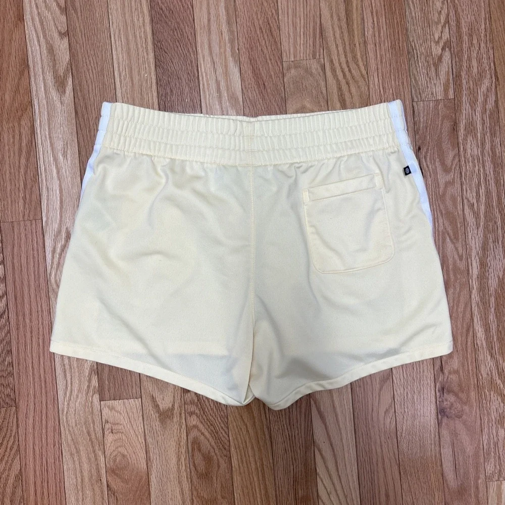 Adidas Original 3-Stripe Athletic Pale Yellow Shorts - Size Large